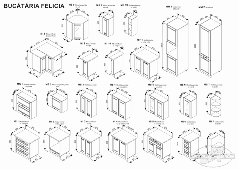 Bucatarie modulara Felicia Gri